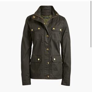 J Crew coated twill jacket Olive green